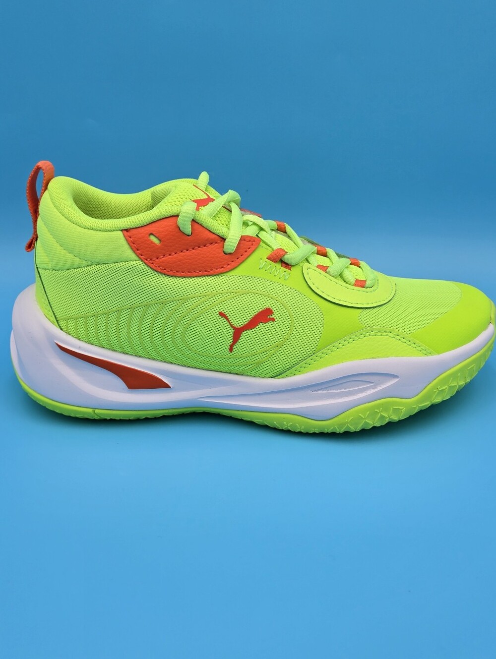 Puma Kids PLAYMAKER PRO  Neon Green & Orange Lace-Up Sneaker 5310370 06 Size 4Y